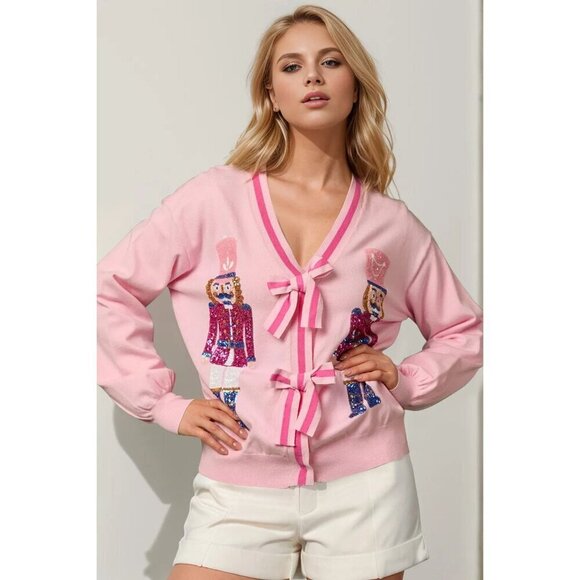Nutcracker Sequin Bow Cardigan - Picture 1 of 3